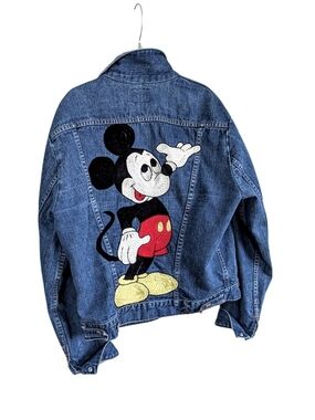 Vtg 70s Blue Bell Maverick Mickey Mouse Embroidered Denim Jacket USA, Large